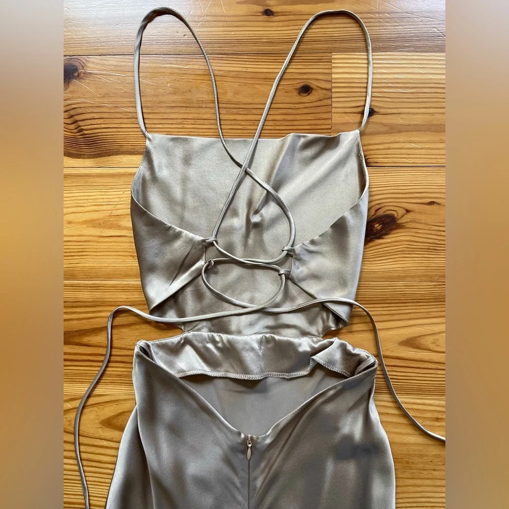 BEC + BRIDGE Gold Silk Backless Midi Slip Dress 0 2 XS - Picture 6 of 6